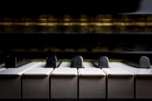 piano keyboard, closeup view - selective focus